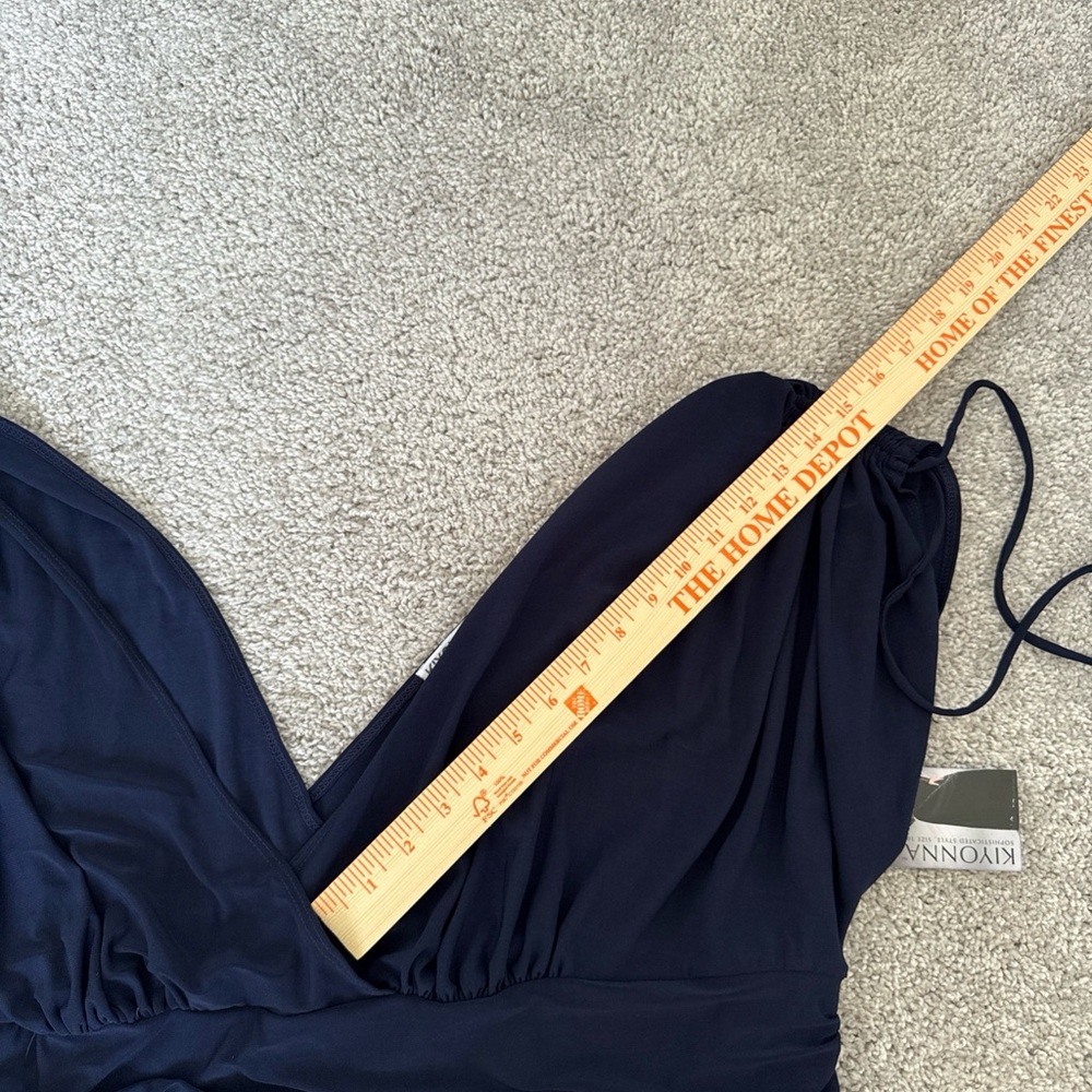 NWT Kiyonna Plus Size Navy Blue Short Dress Sz 4X Ruched Shoulders V-Neckline - Picture 12 of 13